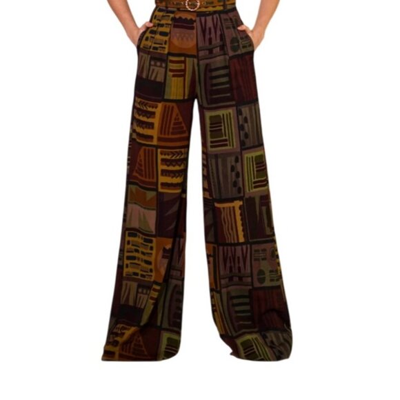 Nikita Mhaisalkar Anthropologie Wide-Leg Pants Small Multicolor Abstract Pattern - Picture 1 of 11